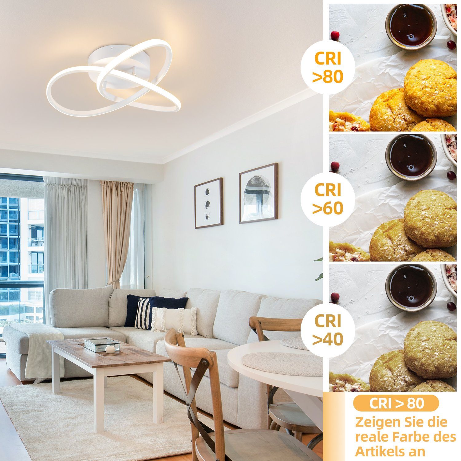 ZMH Lampada da soffitto a LED Design 3 Lame con Colore Regolabile e Dimmerabile