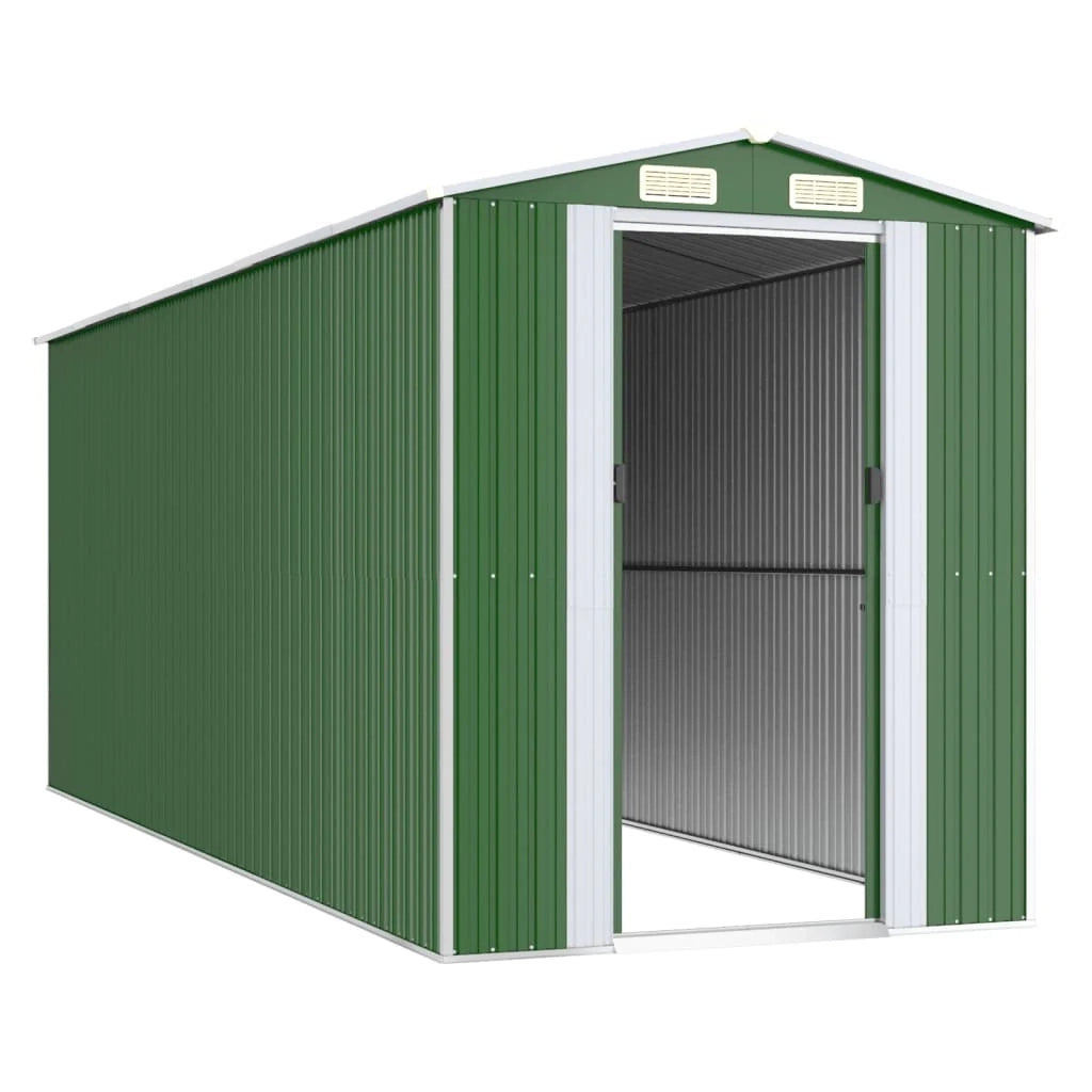 Casetta da giardino cabina ripostiglio casetta da esterno robusta casetta per attrezzi 192 x 523 x 223 cm acciaio zincato verde 02_0022365