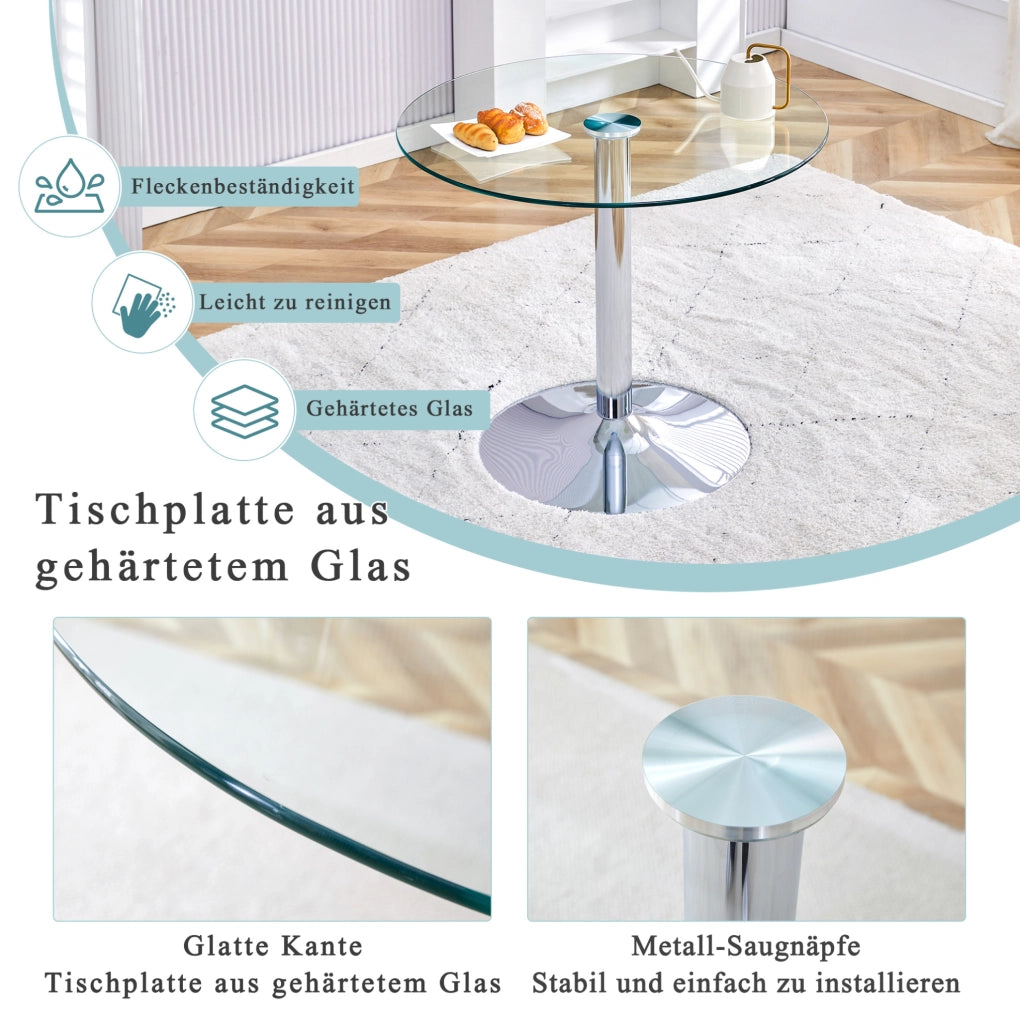 Tavolo bar rotondo in vetro trasparente Ø85 cm