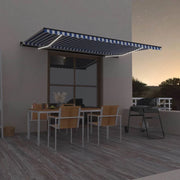 Tenda da Sole Retrattile Manuale con LED 500x300cm Blu e Bianca cod mxl 54764
