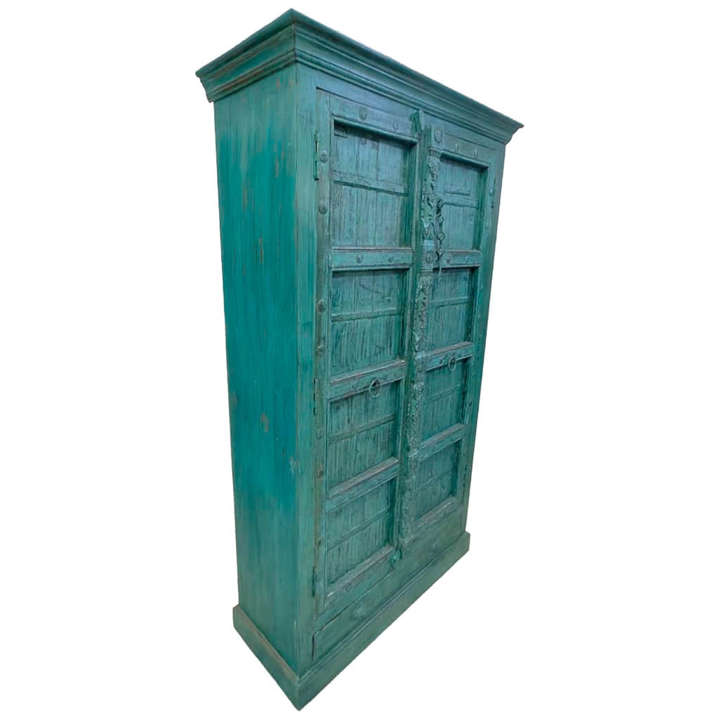 Armadio legno artigianale blu 113x43x193h cm