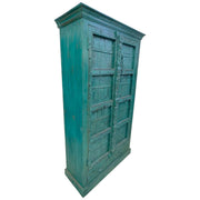 Armadio legno artigianale blu 113x43x193h cm