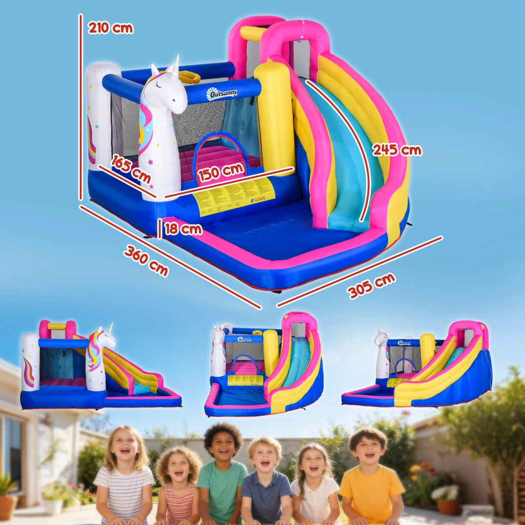 Casetta Gonfiabile per Bambini con Scivolo e Canestro ¨C zephmum ¨C 360x305x210 cm