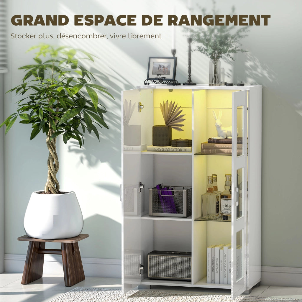 Buffet con LED RGB e telecomando ¨C zephmum ¨C bianco, vetro, 71x35x126cm