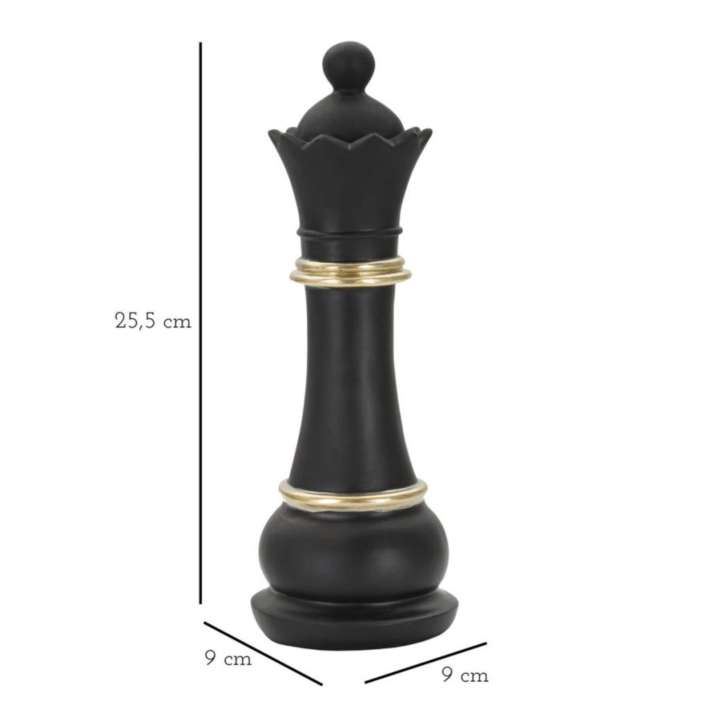 Scultura Scacchi 14, Nero, Poliresina, 9x9x25,5 cm
