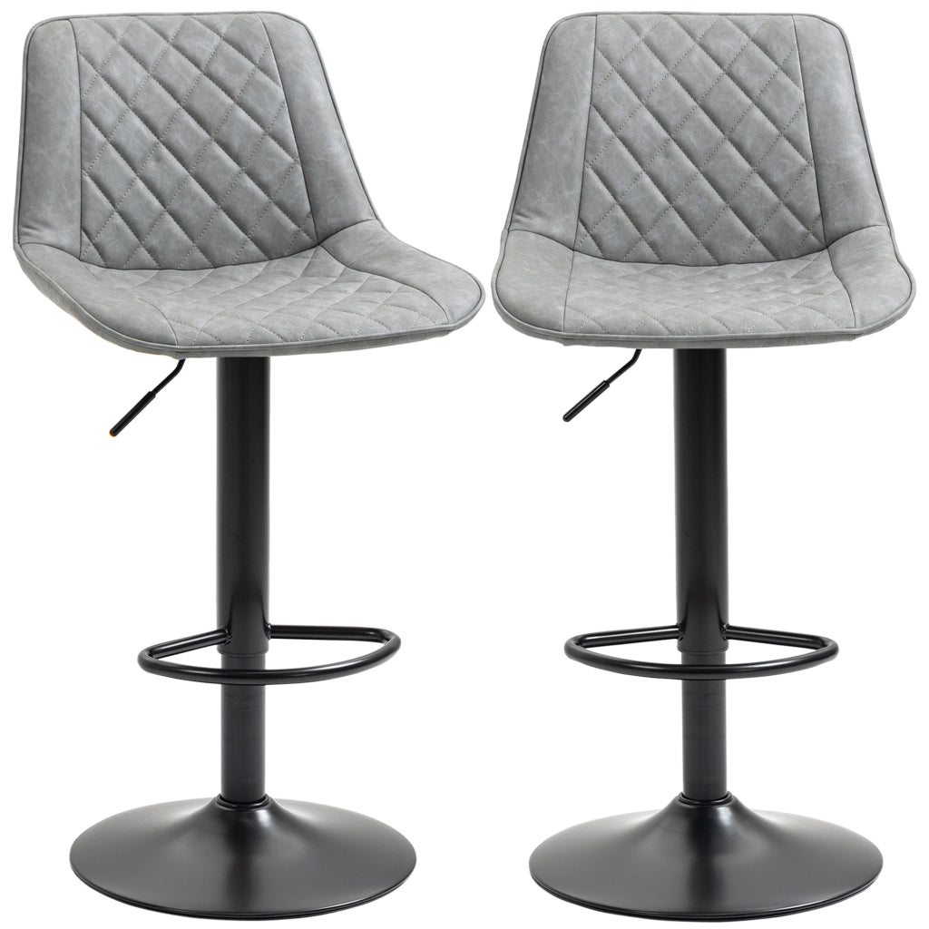 Set di 2 sgabelli da bar girevoli altezza regolabile ¨C zephmum ¨C grigio similpelle 86-106 cm