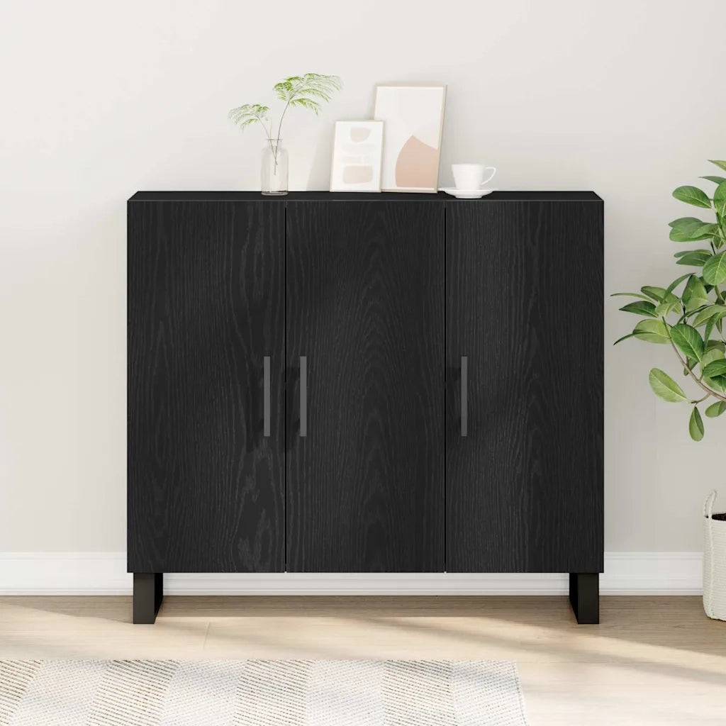 Credenza Rovere Nero 90 x 34 x 80 cm Legno multistrato 862955