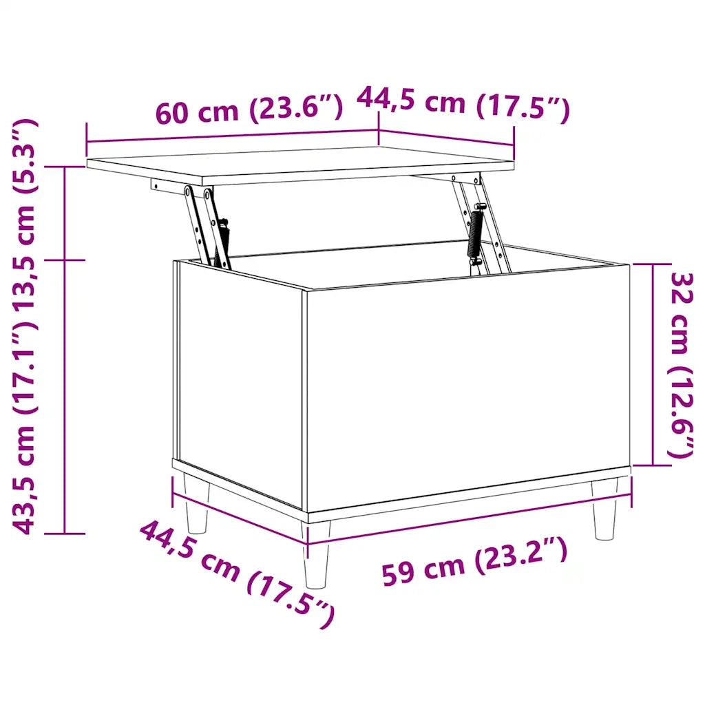 Tavolino da Salotto Nero 60x44,5x45 cm in Legno Multistrato 819565