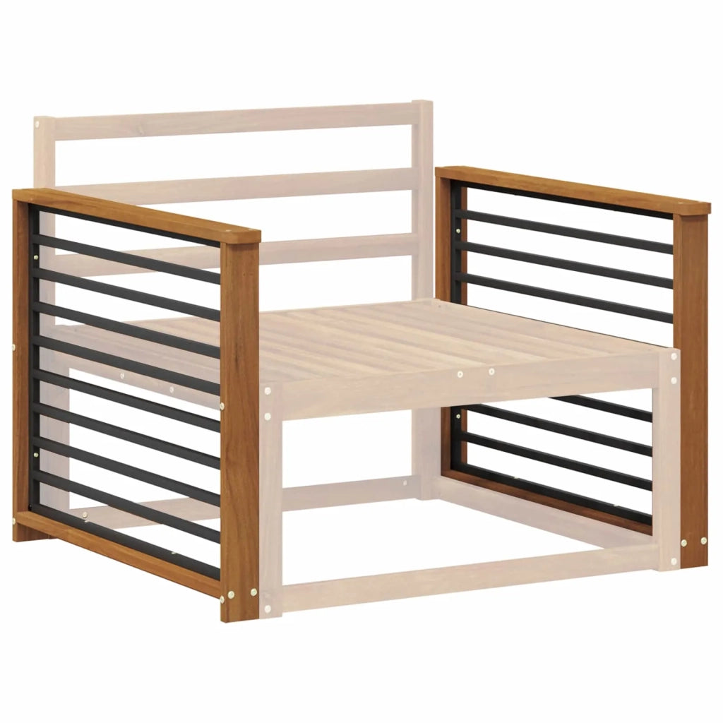 Bracciolo 2 pz Naturale 80 x 6 x 61 cm Legno di Acacia Massello 900591