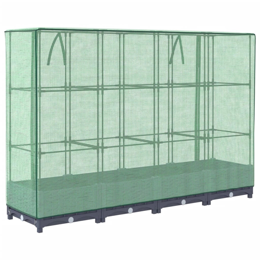 Aiuola rialzata/fioriera con copertura effetto rattan 160 x 40 x 123 cm blu/grigio 02_0038748