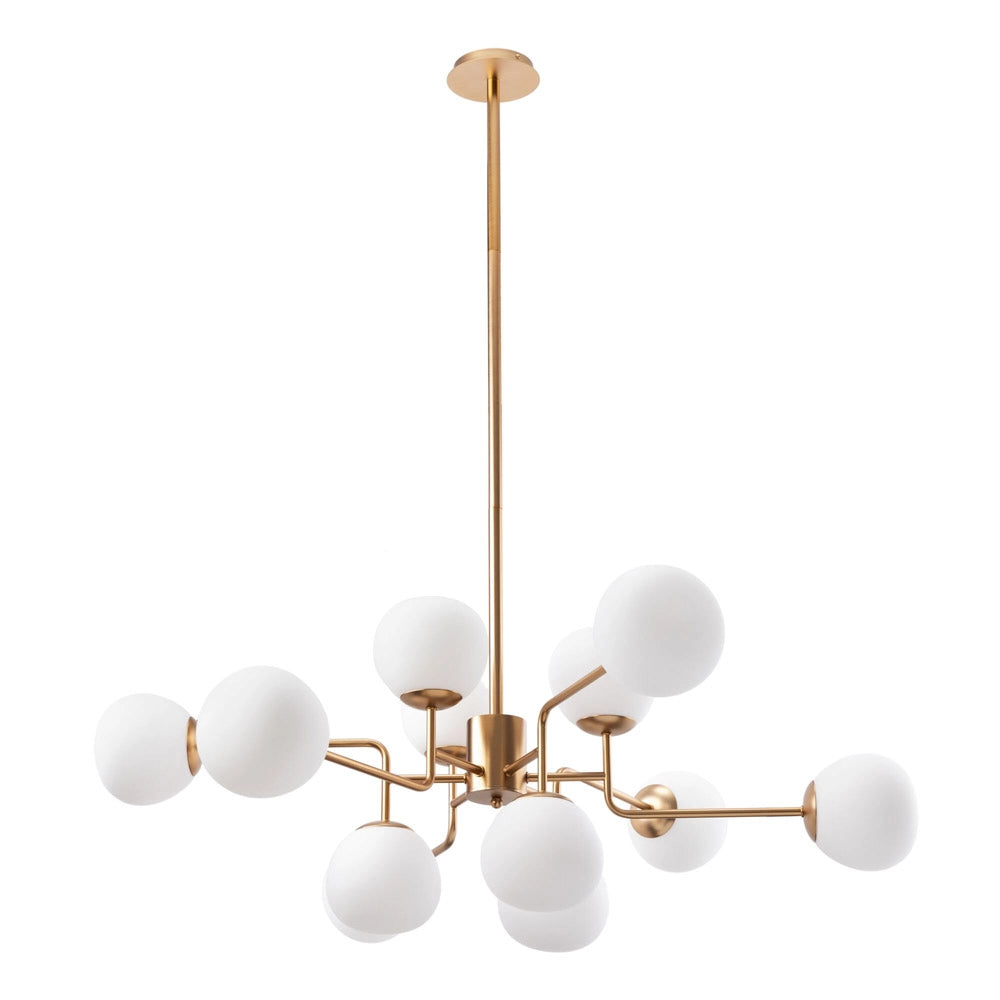Maytoni Lampadario Sospensione Erich 12 luci E14 oro rosa metallo diffusore vetro