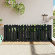 Fioriera Giardino a Recinzione-Vaso con Ringhiera-Contenitore per Piante Nera 200x50x70cm Massello Pino