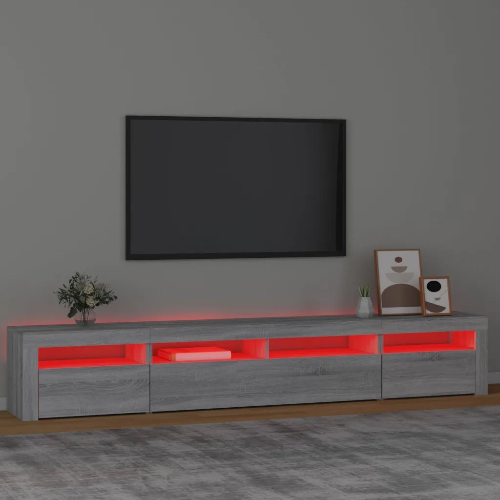 Mobile Porta TV con Luci LED Grigio Sonoma 240x35x40 cm 3152728