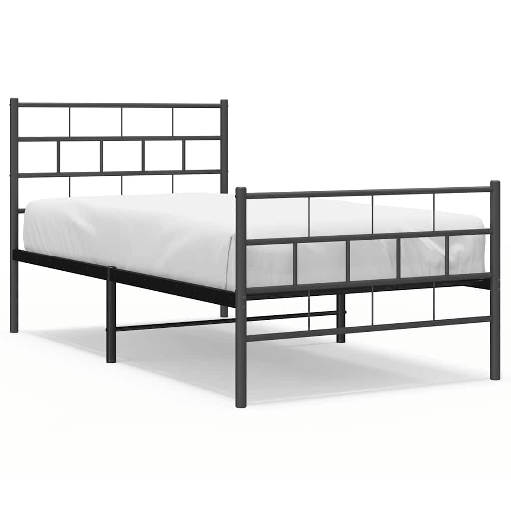 Giroletto con Testiera e Pediera Metallo Nero 100x190 cmcod mxl 131136