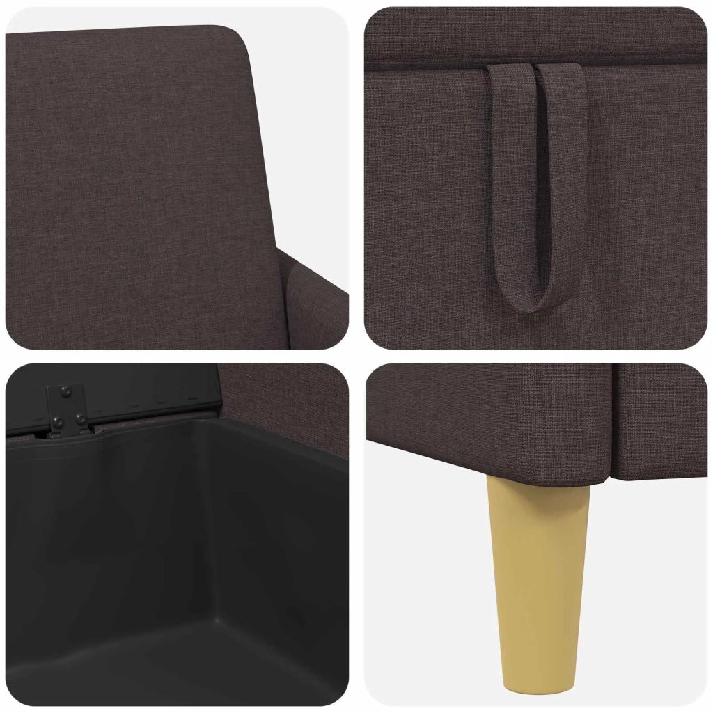 Set di Divani con Storage 2 pz Marrone Scuro Poliestere 3429236
