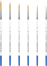 Set di Pennelli a Penna Finissima 6 pezzi per Dettagli Fini Acquerello Acrilico Olio - #000#00#0#0#1#2#3