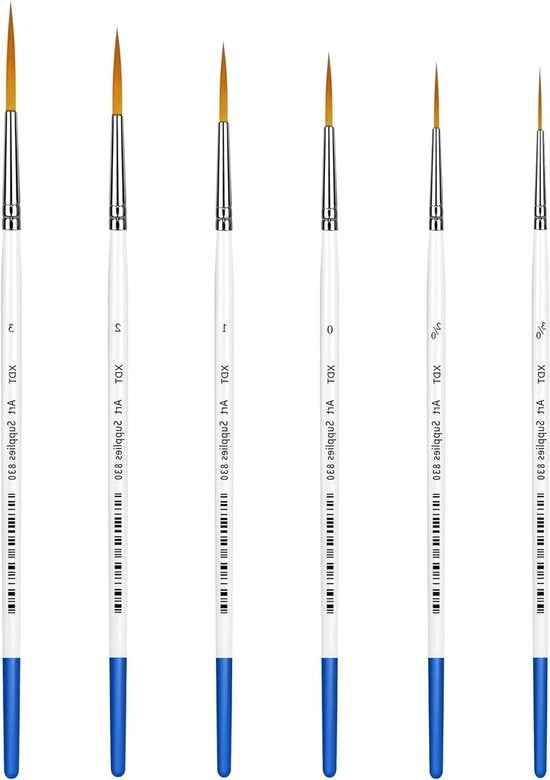 Set di Pennelli a Penna Finissima 6 pezzi per Dettagli Fini Acquerello Acrilico Olio - #000#00#0#0#1#2#3