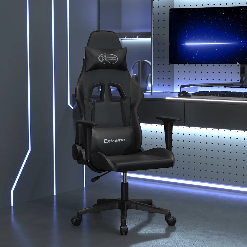 Sedia da Gaming | Sedia da e-sports Massaggiante Nera in Similpelle