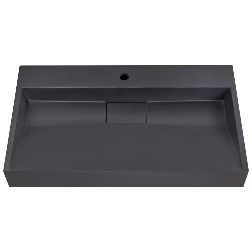 Lavabo bagno classico rettangolare in ceramica finitura lucida 80 x 46 cm nero Lavello da bagno rettangolare