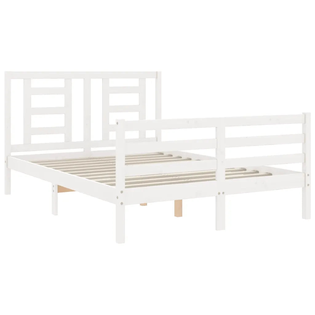Giroletto con Testiera-Struttura Letto con testiera Bianco 120x200 cm in Legno Massello 184288