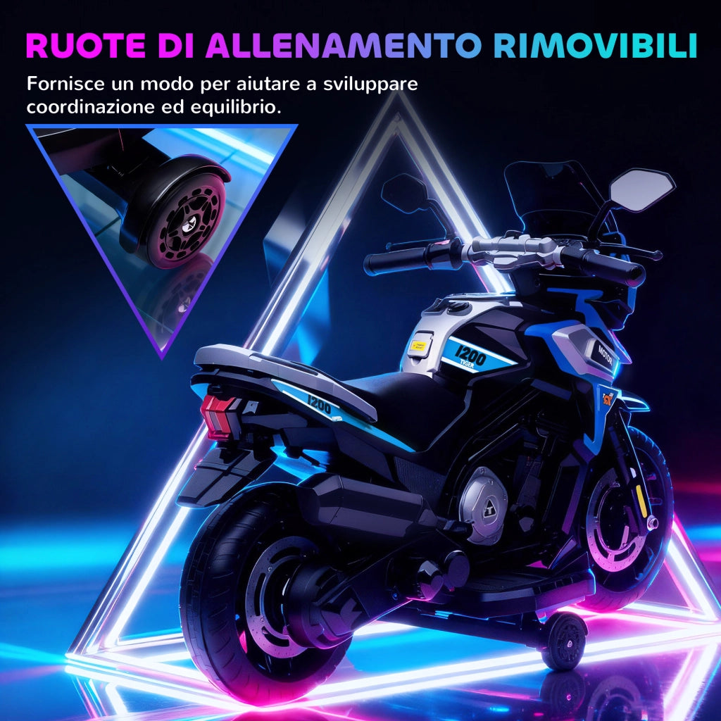 Moto Bambini con Rotelle ¨C zephmum ¨C Blu, PP e Metallo, 85.5x44.5x56 cm