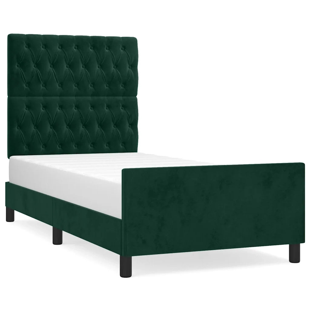Giroletto senza Materasso Verde Scuro 100x200 cm in Velluto