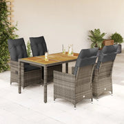 Set da Pranzo da Giardino 5 pz con Cuscini in Polyrattan Grigio 3276726