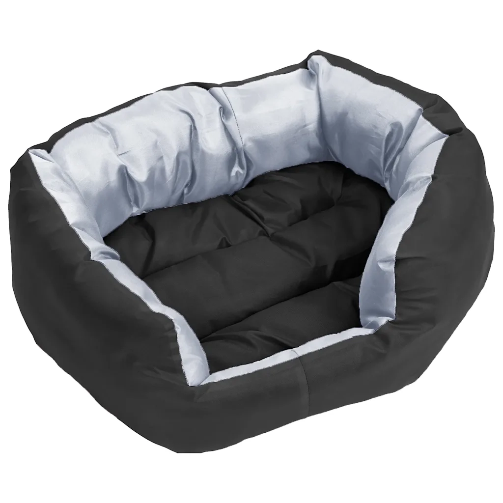 Cuscino per Cani Reversibile e Lavabile Grigio Nero 65x50x20 cm CFW3773697