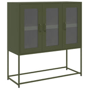 Credenza | Madia | Buffet da pranzo | Armadio da pranzo Verde Oliva 100,5x39x107 cm Acciaio Laminato a Freddo