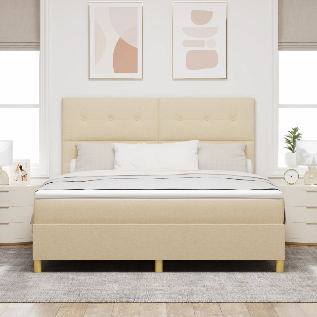 Letto a Box Spring con Materasso e LED Crema 180x200 cm Tessuto