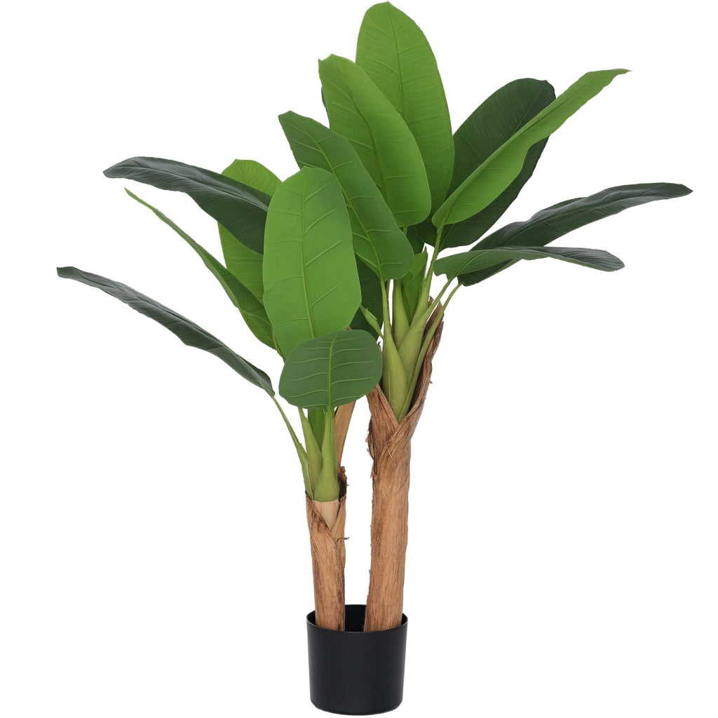 Pianta Artificiale di Banano Alta 120 cm con Vaso Incluso per Interni, Verde