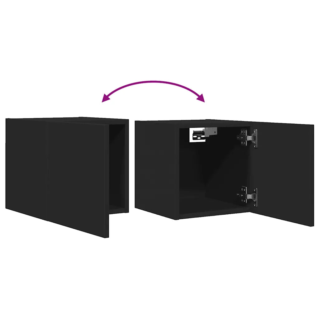 Mobili Porta TV a Parete 2pz Neri 30,5x30x30 cm 804485