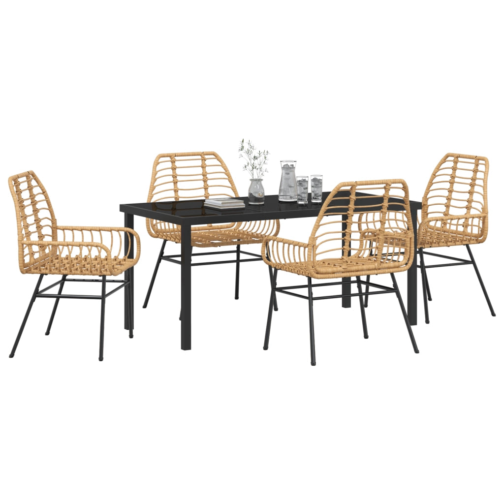 Set da Pranzo da Giardino 5 Pezzi Marrone Polyrattan