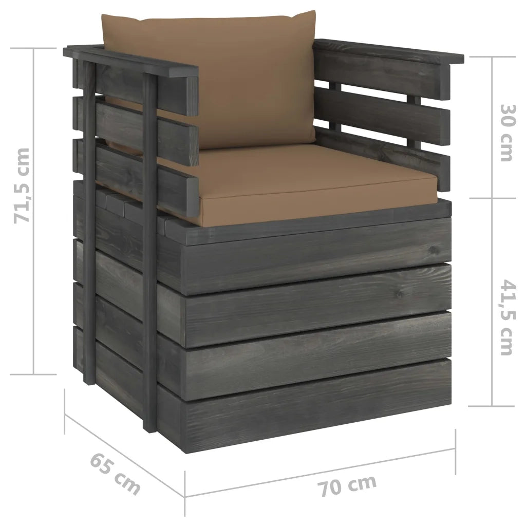 Poltrona da Giardino con Cuscini in Legno di Pino cod mxl 75846