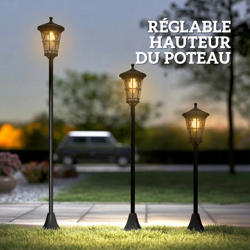 Lampione Solare da Giardino ¨C zephmum ¨C 186 cm Nero Acciaio Inox