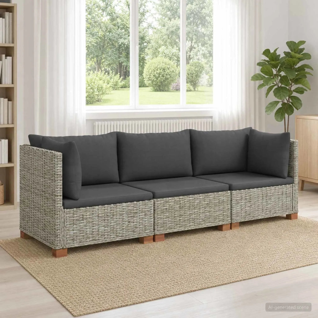 3 pz Set Lounge in Rattan con Cuscini GENDT Rattan naturale 3429859