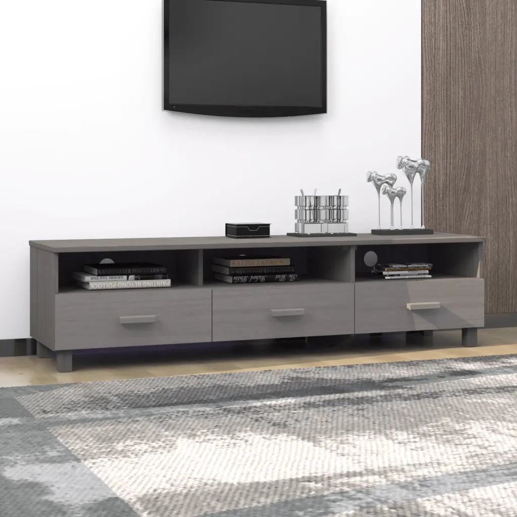 Mobile Porta TV Grigio Chiaro 158x40x40 cm in Massello di Pino