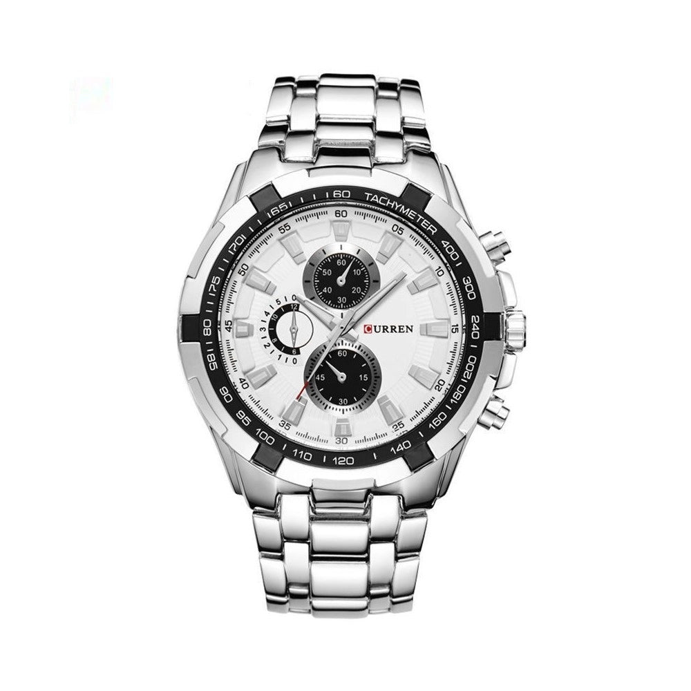 Trade Shop - Orologio Polso Curren 8023 Uomo Analogico Quarzo Moderno Silver Bianco -