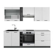 Cucina componibile Fame-Line Bianco rustico/Antracite 235 cm, PL Marmo Vicco