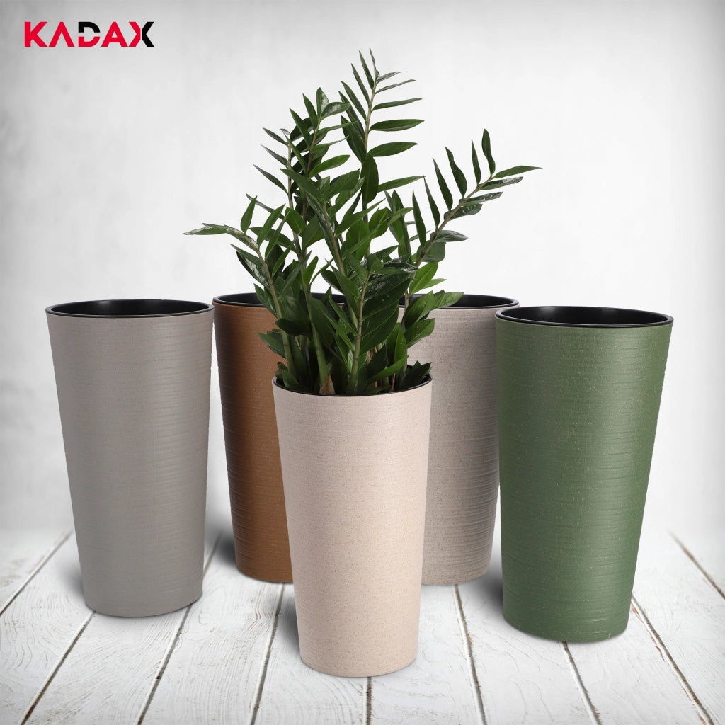 Vaso da fiori KADAX, coprivaso, alto, 37 cm, con inserto, per soggiorno, beige