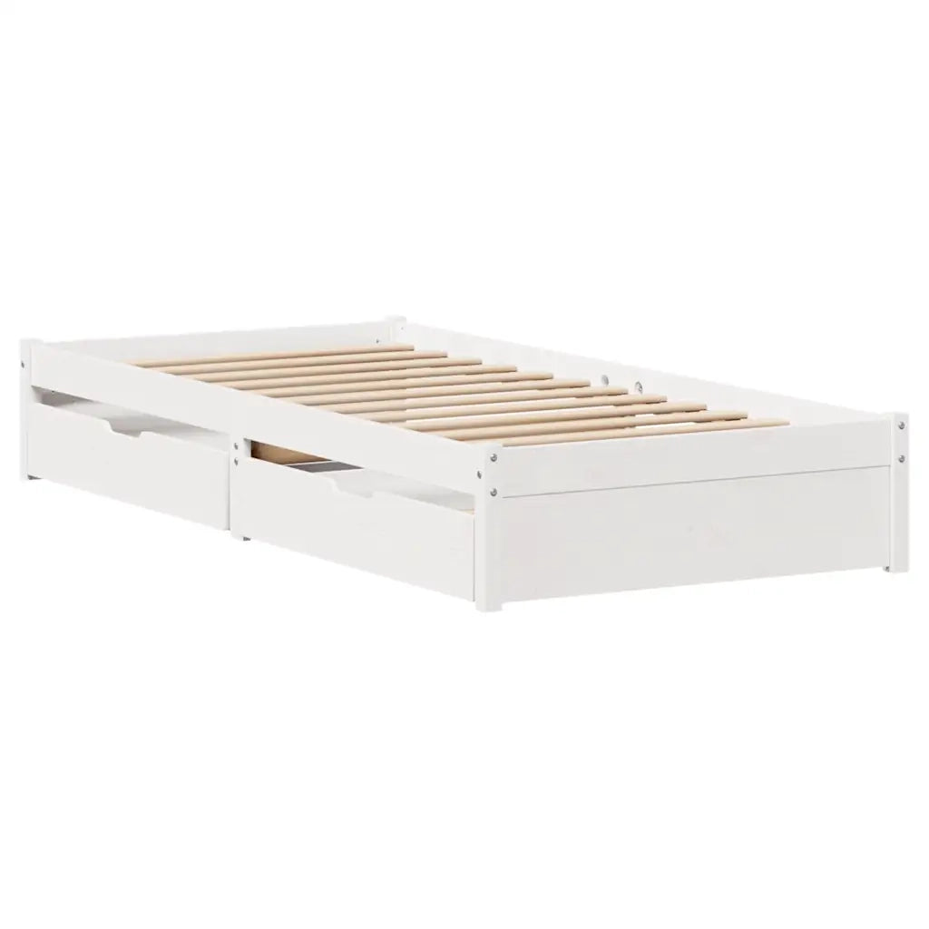 Letto senza Materasso-Struttura Letto Bianco 75x190 in Legno Massello di Pino 262493