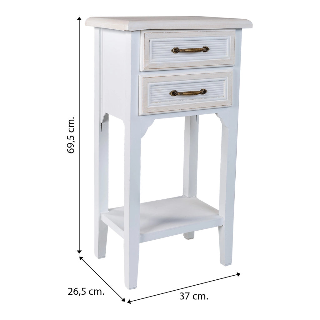 Comodino in legno bianco 37x26,5x69,5