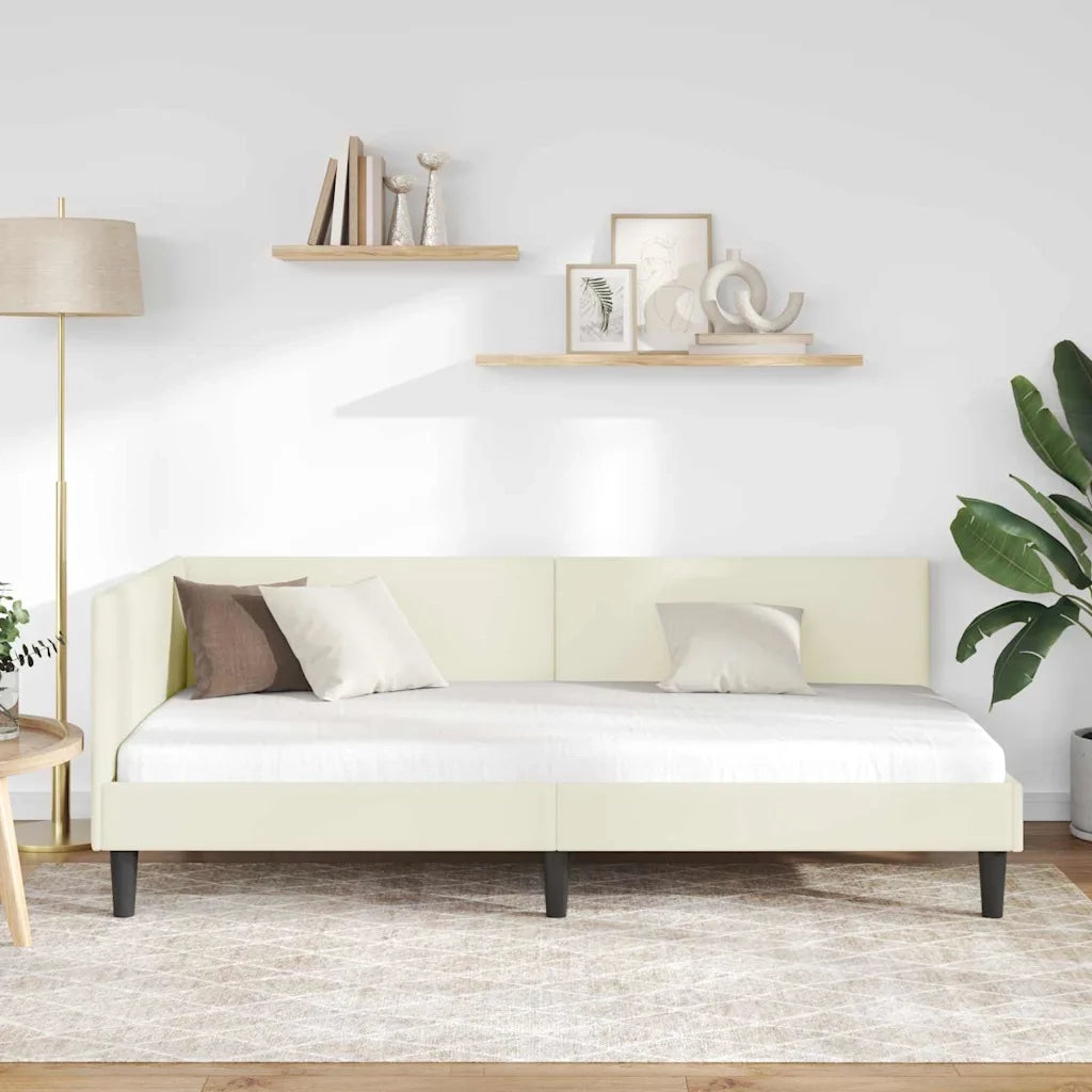 Cornice del letto ad angolo Crema 100 cm x 200 cm Velluto