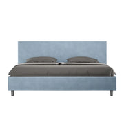 BS COM Letto con rete imbottito 180x200 microfibra azzurro