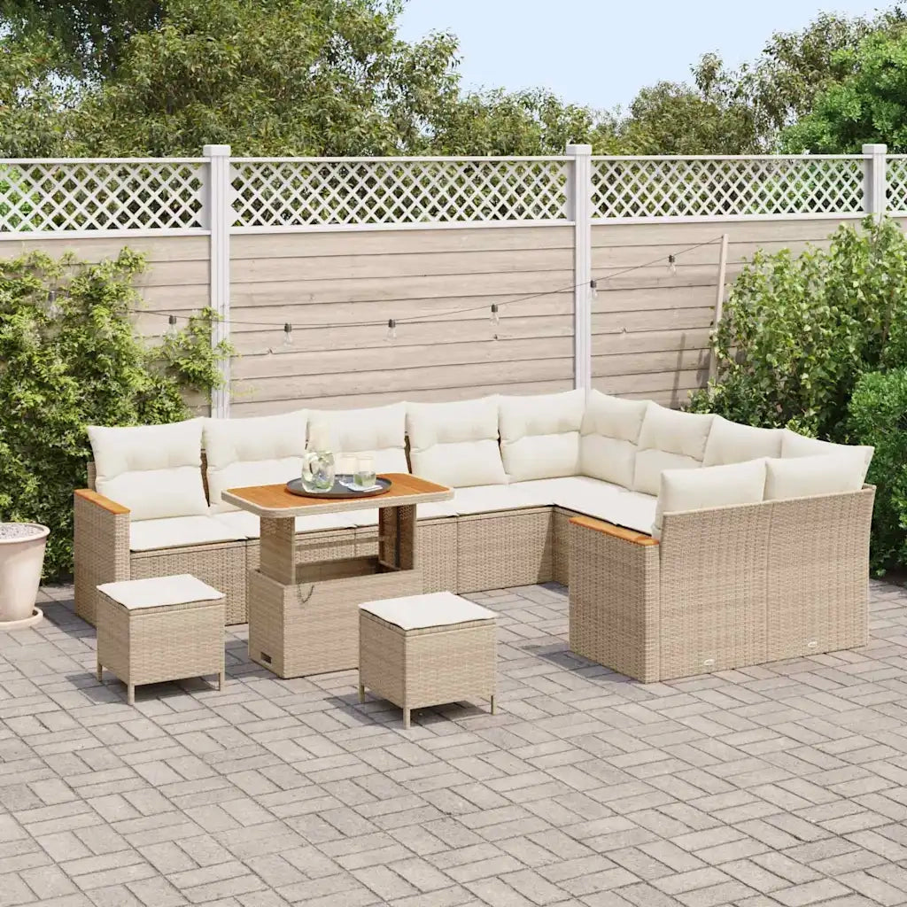 Set Divano da Giardino 12 pcs Beige polyrattan