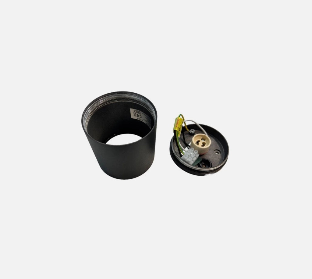 FARETTO DA SOFFITTO PLAFONIERA PER ESTERNO CILINDRICO IN ALLUMINIO NERO CON ATTACCO GU10 - ELEGANZA ED EFFICIENZA ENERGETICA