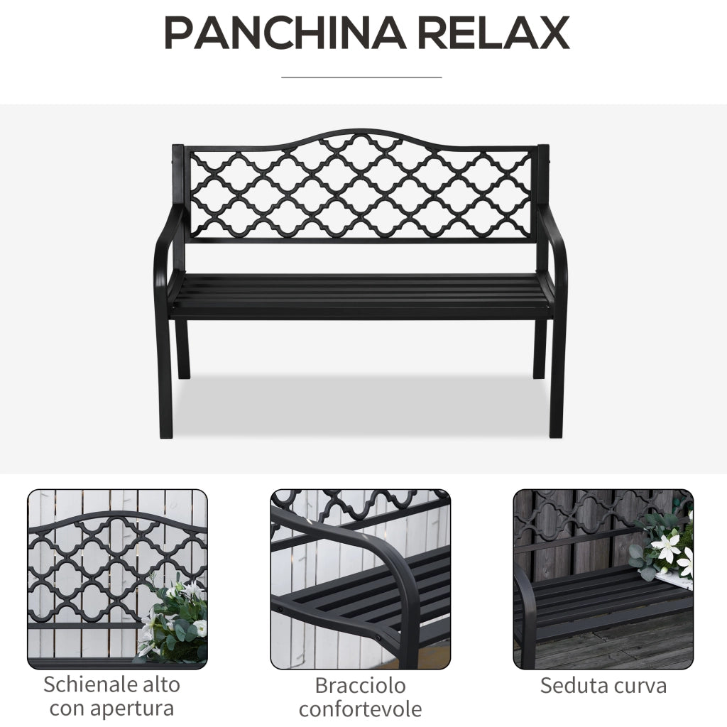 Panchina da Esterno 2 Posti in Acciaio ¨C Zephmum ¨C Grigio Antracite 128x58.5x89cm