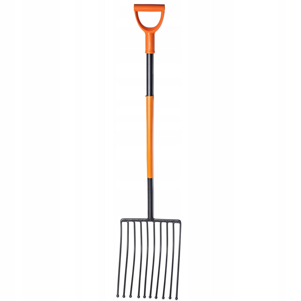 Forca KADAX a 10 denti per patate e barbabietole, in metallo massiccio e resistente, lunga 130 cm.