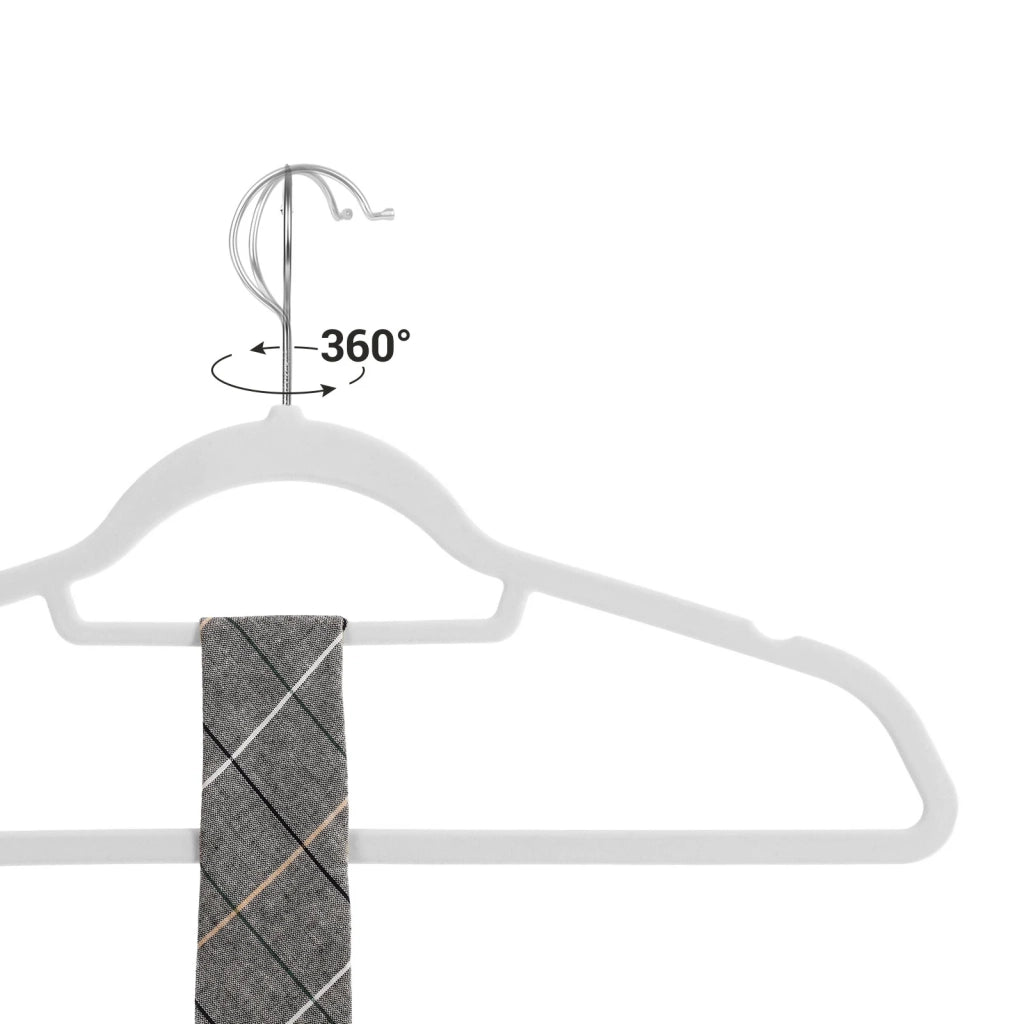 Grucce in velluto set da 20 antiscivolo spessore 6 cm salvaspazio gancio girevole a 360° lunghezza 45 cm per cappotti camicie abiti pantaloni bianche 12_0005067