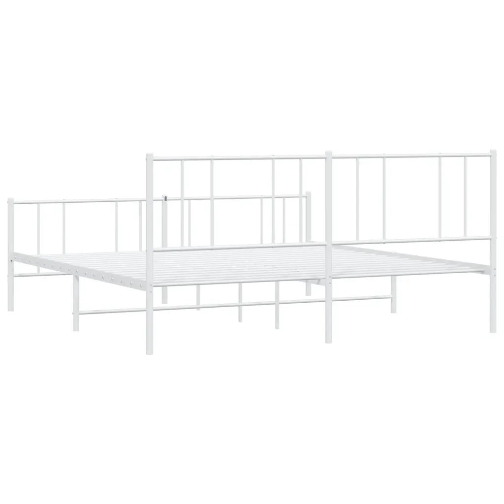 Giroletto con Testiera e Pediera Metallo Bianco 200x200 cm 352554